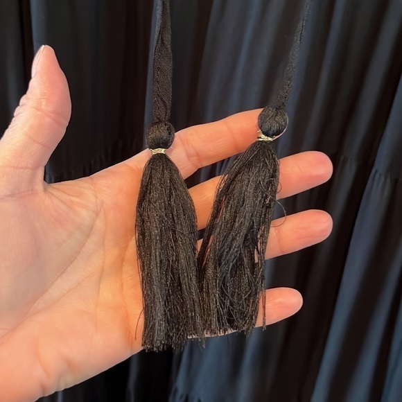 Beautiful boho Rachel Zoe black tired midi dress with metallic embroidery Small - Picture 4 of 16